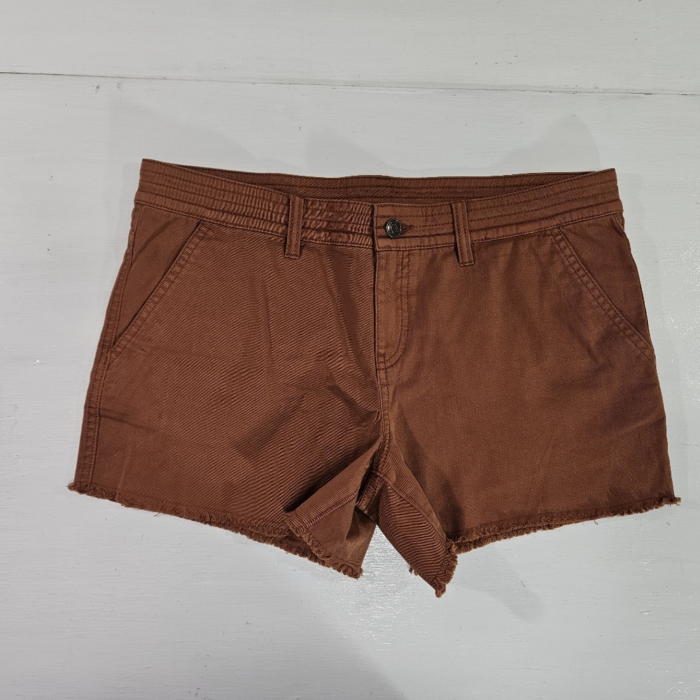 Prana Rust Brown Women's Casual Frayed Hem Shorts